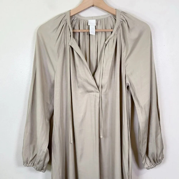 H&M Womens Size Xsmall Calf  Length Oversize Beige Midi Dress - Picture 5 of 16